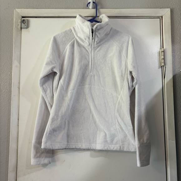 Obermeyer Furry Fleece White 1/4 Zip Pullover Sweater Womens M Winter Warm Skii - Picture 1 of 9